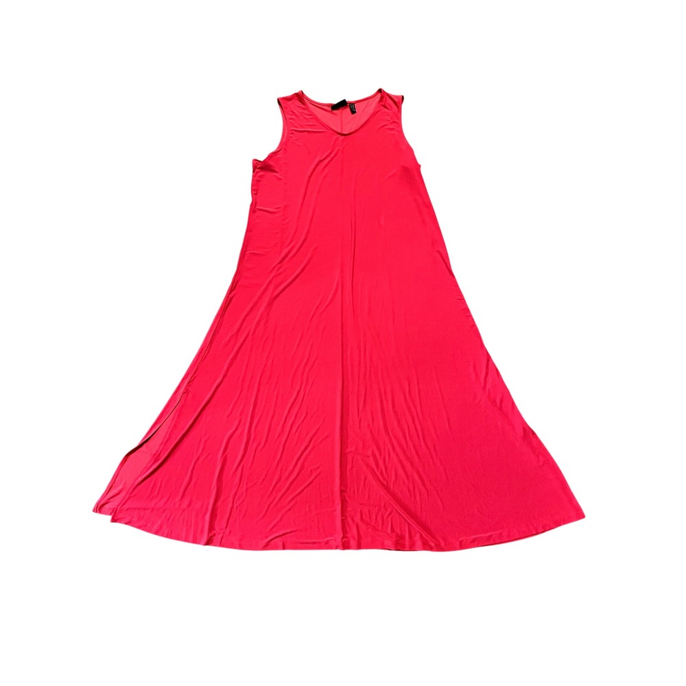 Attitudes by Renee Maxi Dress Womens Pink V-Neck Sleeveless A-Line 2X